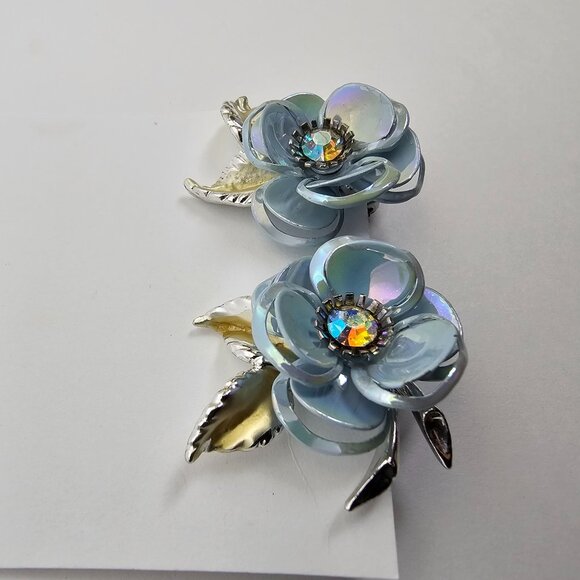Vintage Blue Floral Brooch Set - Picture 6 of 13